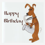Rabbit playing saxophone Birthday card