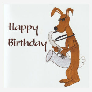 Rabbit playing saxophone Birthday card