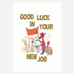 New job card+cute fox+rabbits+mouse+hedgehog
