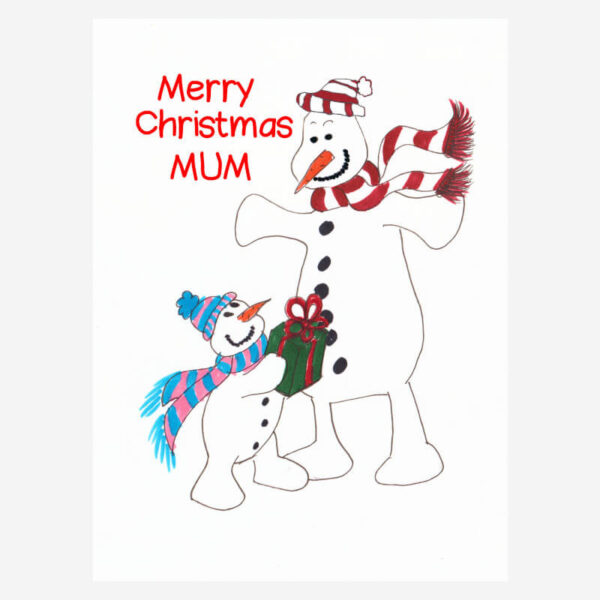 Snowwoman Christmas card for Mums