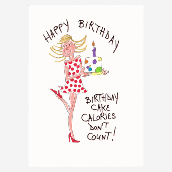 Humorous Birthday cake calories greeting card