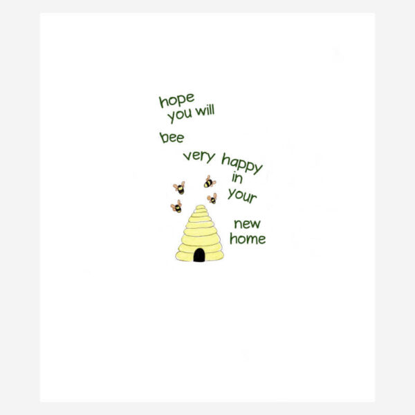 New home card featuring bees + beehive