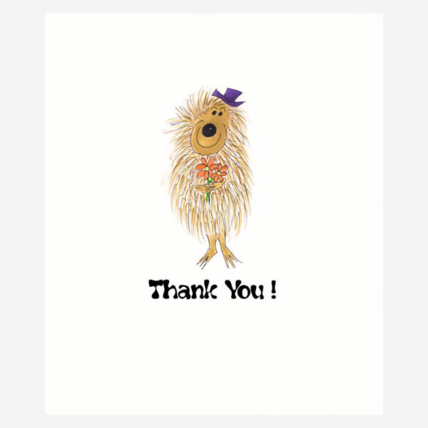 Thankyou card+hedgehog with flowers