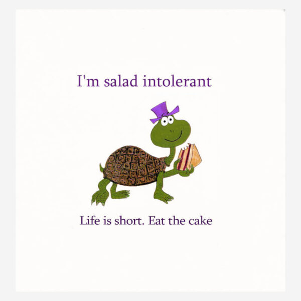 birthday card+food intolerance joke+cake