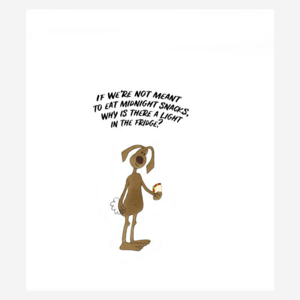 Funny & humorous Birthday card+midnight snacks joke