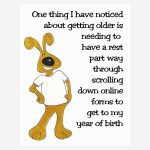 Scrolling to find my date of birth - funny birthday card for the older person