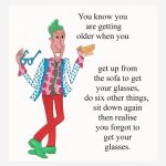 Funny birthday card+reading glasses+getting older joke