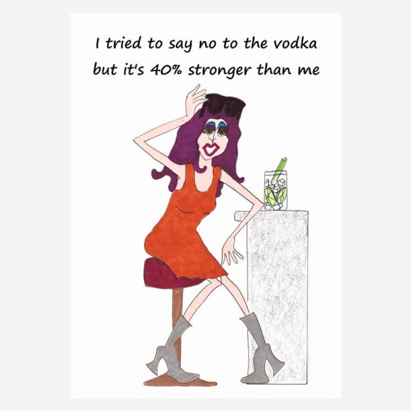 Funny vodka themed birthday card for women