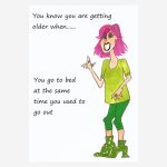 Going to bed time joke Birthday card for older people