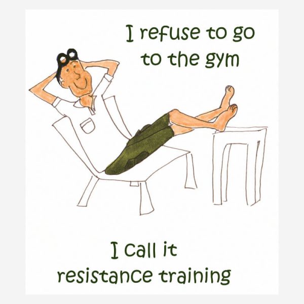 Funny birthday card + resistance training joke for gym goers