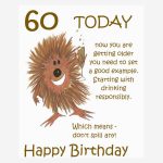 funny 60th birthday card+hedgehog