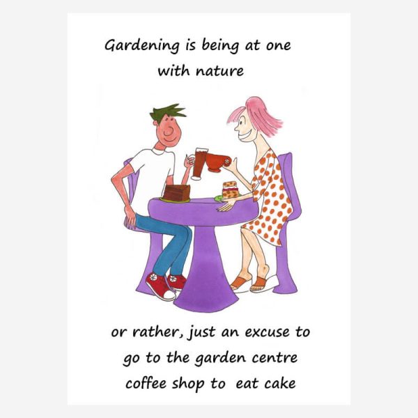 Funny birthday card+garden centre+cake