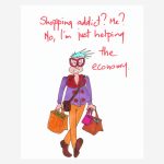 Funny birthday card for women+shopping joke
