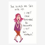 Funny Birthday card+joke about forgetting passwords