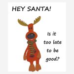 Cute moose Christmas card+humour