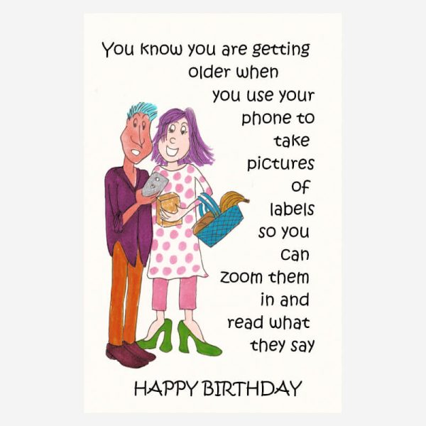 Funny birthday card for older man or woman
