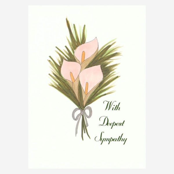 Sympathy card with lilies. Peach toned card.