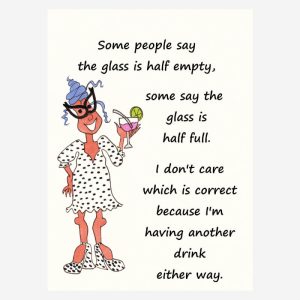 Birthday card+glass half full
